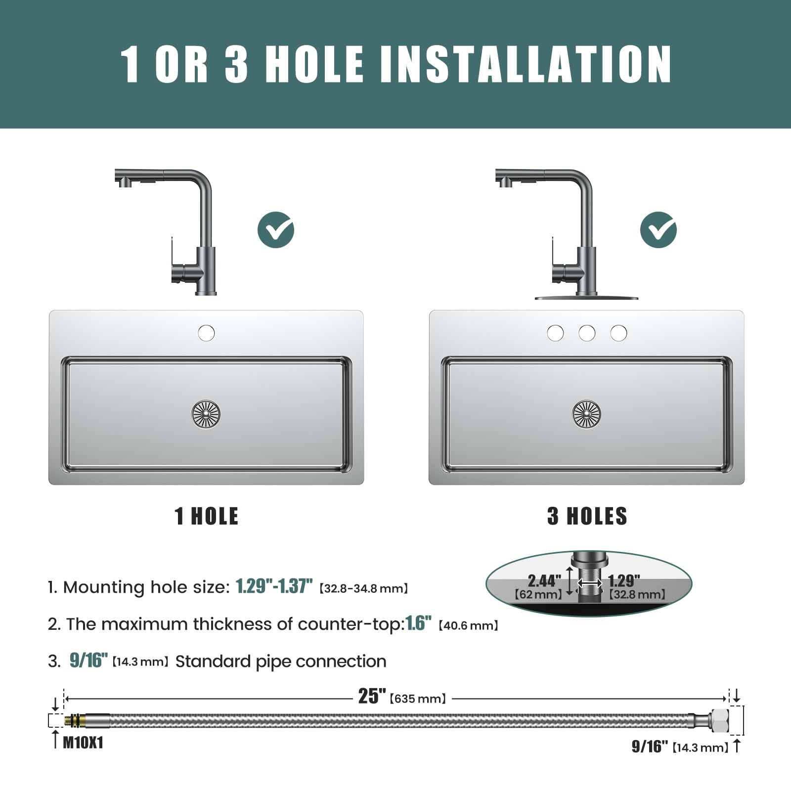 Kitchen Faucets, Brushed Grey Kitchen Faucet with Pull Down Sprayer and Deck Plate, Stainless Steel Commercial Utility Kitchen Faucets for Sink 3 Hole for Bar Rv Camper Laundry Outdoor Farmhouse Sink