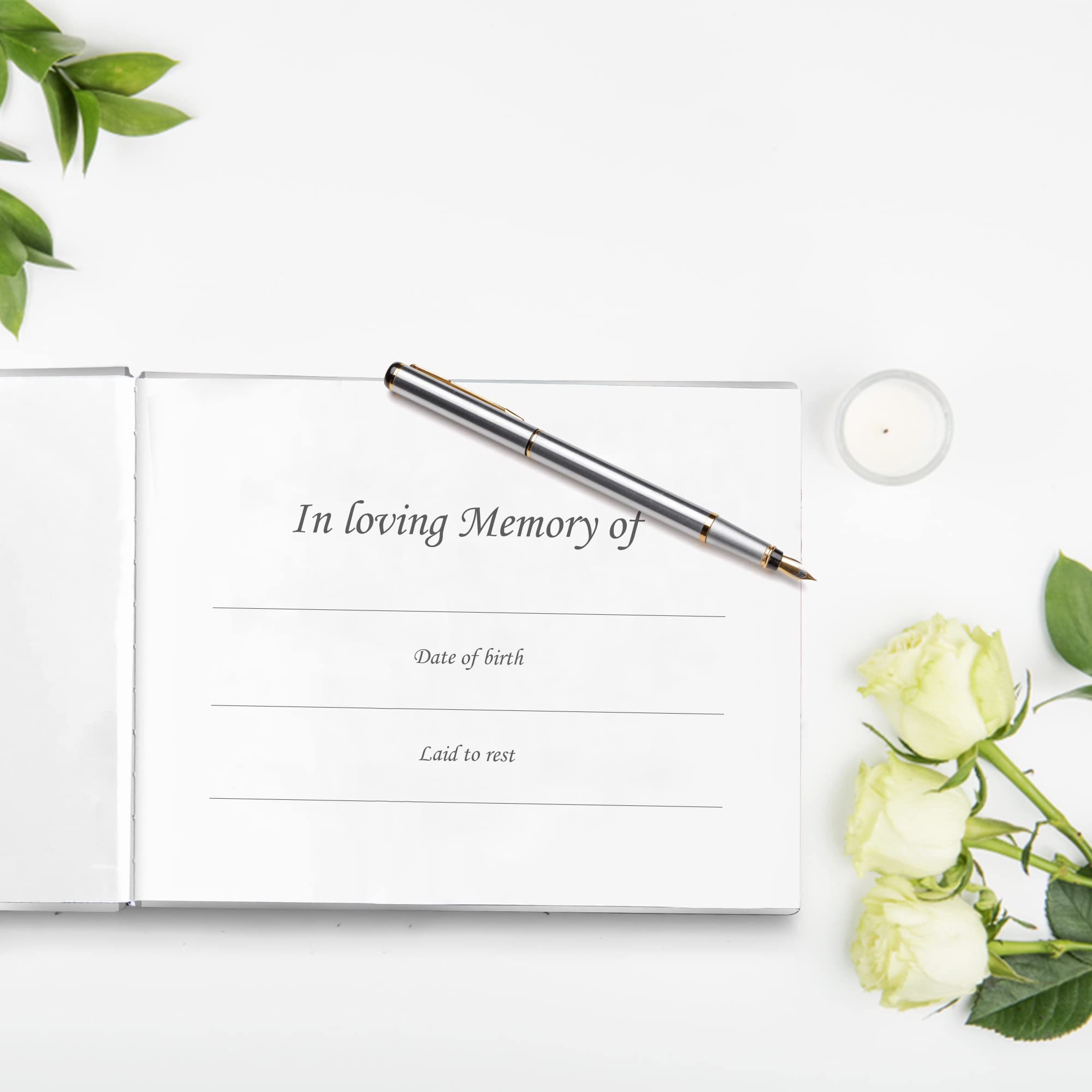 Lacunas Store Rose Floral Funeral Guest Book 9 X 7 in Loving Memory and Celebration of Life Memorial Sign in