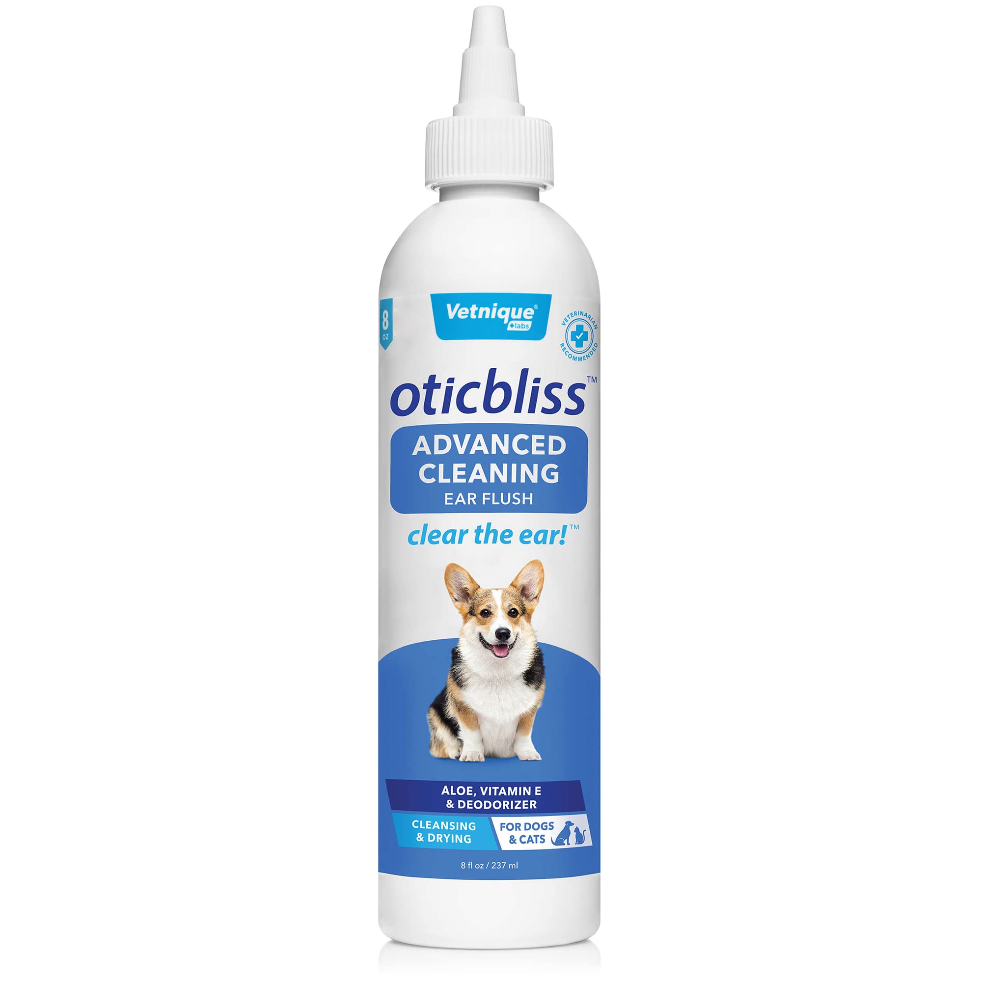 Oticbliss Advanced Cleaning Wipes XL (60 Ct) and Oticbliss Advanced Cleaning Flush (8 oz) Bundle Complete Dog Ear Care with Dog Ear Cleaning Wipes Plus Ear Cleaning Solution for Dogs