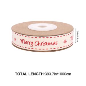 1 Roll Merry Christmas Themed Decorative Ribbon White Wrapping Ribbon Merry Christmas Cotton Ribbon for Home Decor Wrapping