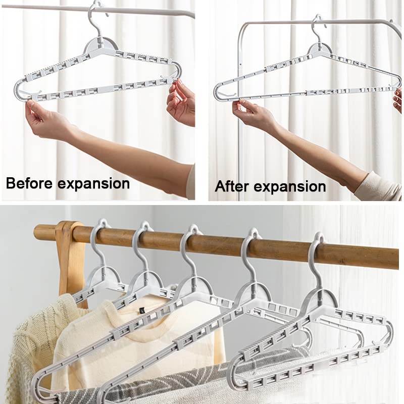 Foshine 4 Pack Extra Large Hangers Big Clothes Hangers Enlarge Adjustable Shoulder 16.5"-26" Drying Hanger Sturdy for Wide Polos Tops Cardigans Quilt Bath Towel Big and Tall Shirts (Light Gray)