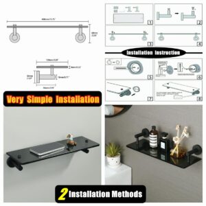 Alise Bathroom Shelves Glass Shelf Wall Mount Floating Shelves for Bathroom,SUS304 Stainless Steel Tempered Glass Rack Holder Storage Organizer,Black Finish GDL400X130-B