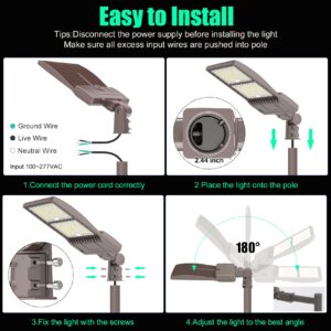 400W LED Parking Lot Light 56000 Lumen, Parking lot Flood Lights 400W Slip Fitter, Street Area Light UL DLC IP65 5000K Waterproof 100-277VAC Input , Stadium Lights Outdoor LED, LED Pole Light Outdoor