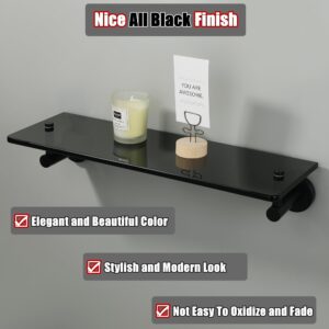 Alise Bathroom Shelves Glass Shelf Wall Mount Floating Shelves for Bathroom,SUS304 Stainless Steel Tempered Glass Rack Holder Storage Organizer,Black Finish GDL400X130-B