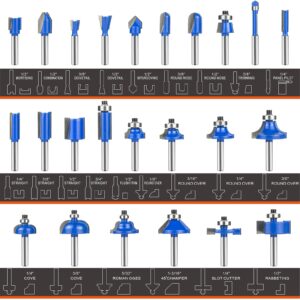 BAIDETS Router Bits Set 1/4 Inch Shank, 24 Pieces 1/4" Router bits Tungsten Carbide Wood Router Bits, Woodwork Tools, for Professional and Beginners Carpenter