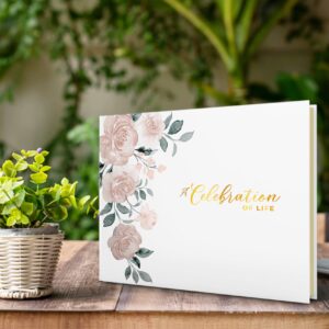 Lacunas Store Rose Floral Funeral Guest Book 9 X 7 in Loving Memory and Celebration of Life Memorial Sign in