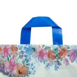 Infinite Pack 18" x18"(100pcs) Floral Thank You Bag with Soft Loop Handle & Bottom Gusset - 2.35 Mil Thick Plastic Merchandise Shopping Bag for Goodies, Clothing, Shower Gift, Retail Boutique Bags