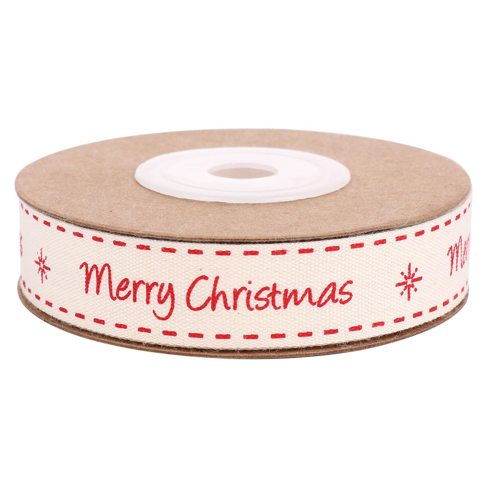 1 Roll Merry Christmas Themed Decorative Ribbon White Wrapping Ribbon Merry Christmas Cotton Ribbon for Home Decor Wrapping