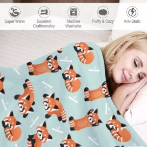 Red Panda Blanket Warm Cozy Red Panda Bamboo Flannel Throw Blanket for Travel Living Room Home Kids Adults 50"X40"