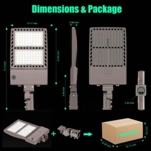 400W LED Parking Lot Light 56000 Lumen, Parking lot Flood Lights 400W Slip Fitter, Street Area Light UL DLC IP65 5000K Waterproof 100-277VAC Input , Stadium Lights Outdoor LED, LED Pole Light Outdoor