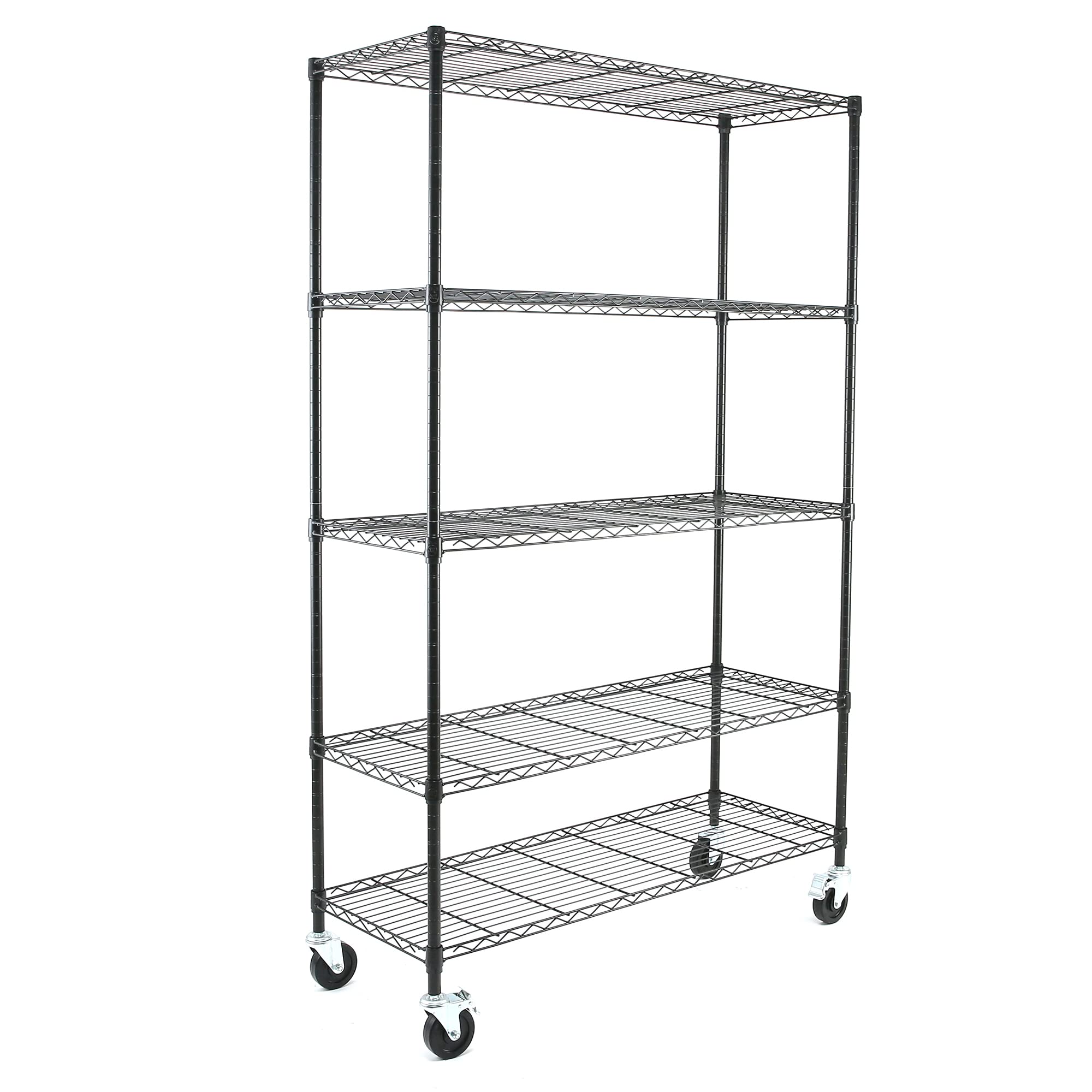 EFINE 5-Tier Chrome NSF Certified Storage Shelves, Heavy Duty Steel Wire Shelving Unit with Wheels and Adjustable Feet, 500lbs Loading Capacity Per Shelf, Pantry, Garage, Kitchen Shelving(18"x48"x72")