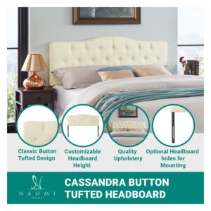 Cassandra Headboards for Queen Size Bed, Upholstered Button Tufted Bed Headboard, 12 Adjustable Positions Queen Headboard Only, Wall Mounted Headboard, Bed Backboard Linen Fabric Head Board, White