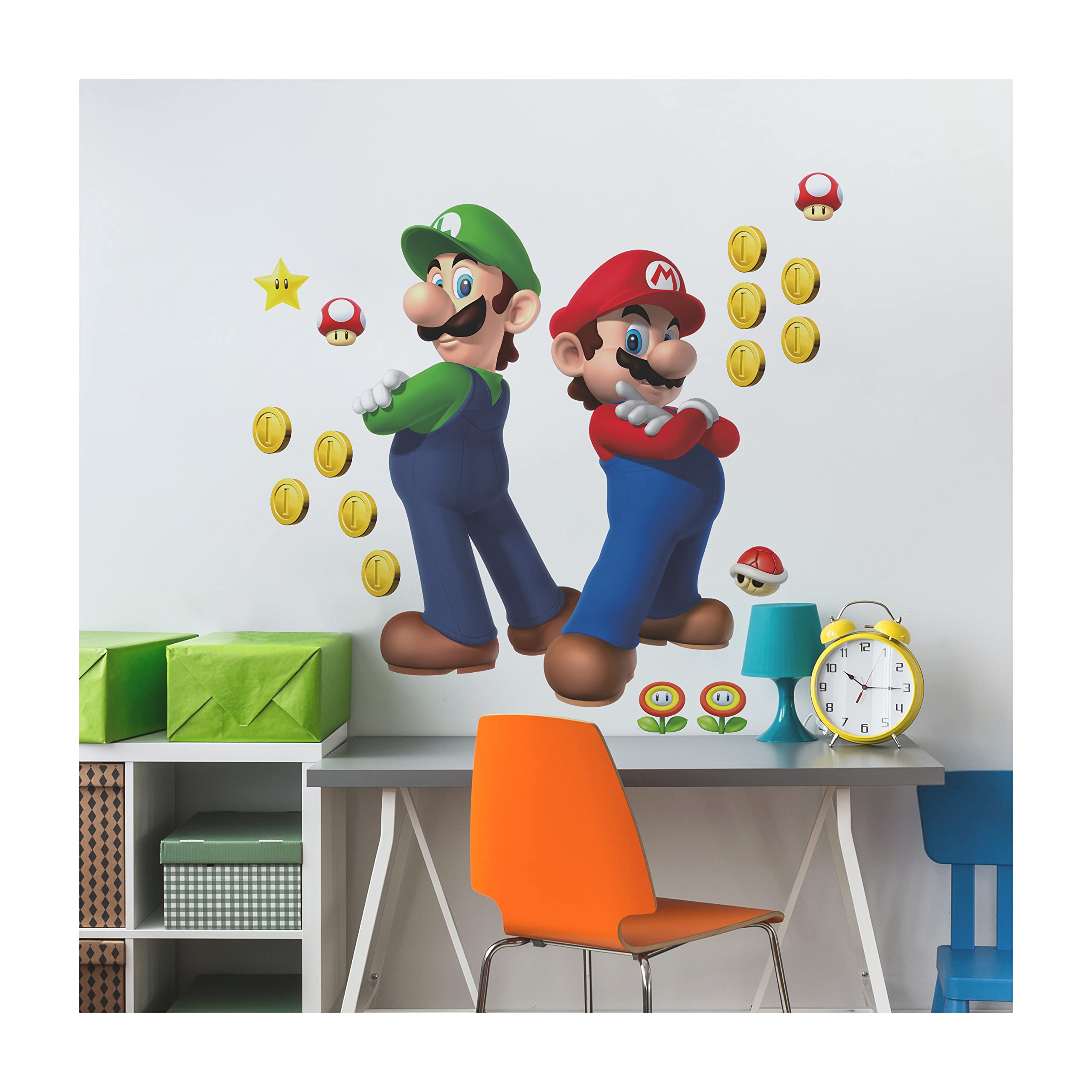 RoomMates RMK5223GM Super Luigi and Mario Peel and Stick Wall Decals, red, Green, Yellow