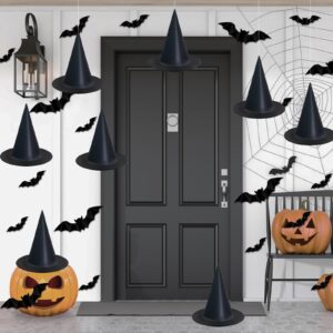 8pcs halloween black witch hat costume accessories decorations hanging witch hat 32 pcs 3d bats indoor outdoor halloween decorations