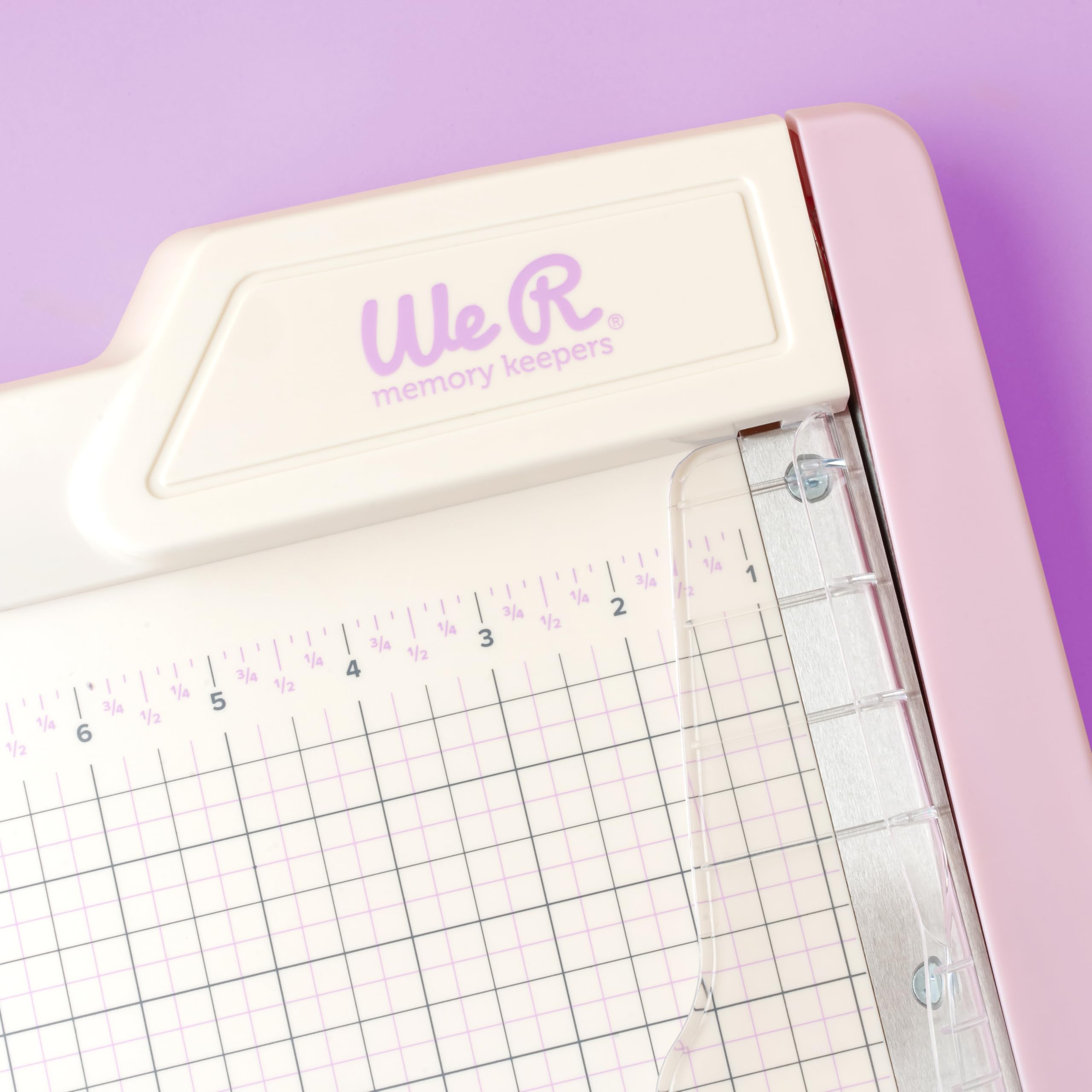 We R Memory Keepers Guillotine Trimmer – 12" Large Paper Cutter with 1/4-Inch Grid, Cuts Up to 10 Sheets, Perfect for Scrapbooking, Journals, Cards, and Craft Projects, Lilac