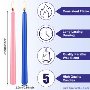 Spiareal 4 Pcs Christmas Blue Advent Candle Blue Pink Taper Candles Advent Candle Long Burning Tapered Candles Dripless and Unscented Candlesticks for Advent Rings and Church Advent Wreaths