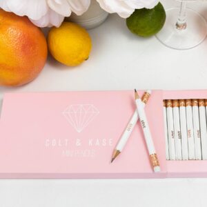 50 Pack Bridal Shower Pencils for Bridal Shower Games 50 Guests Perfect Mini Pencils Wedding Pens for all Wedding Shower Games Baby Shower Pencils or Golf Pencils with Erasers | Bridal Shower Pens