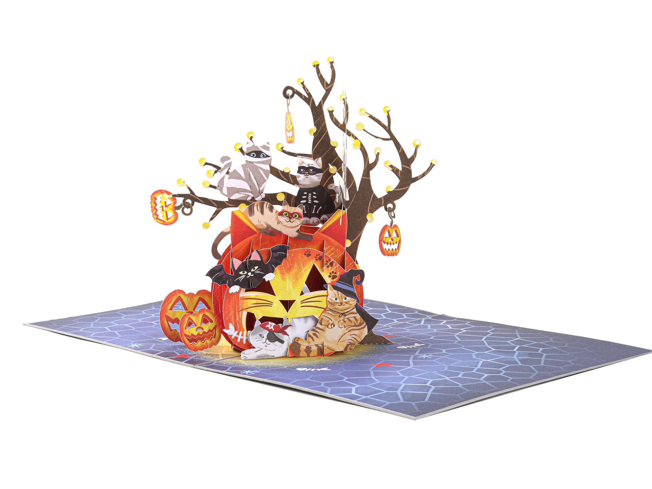 Liif Pumpkin Cats 3D Greeting Pop Up Halloween Card, Funny Halloween Card For Cat Lover, Kids, Cute, with Message Note & Envelop, Large Size 8 x 6 inch