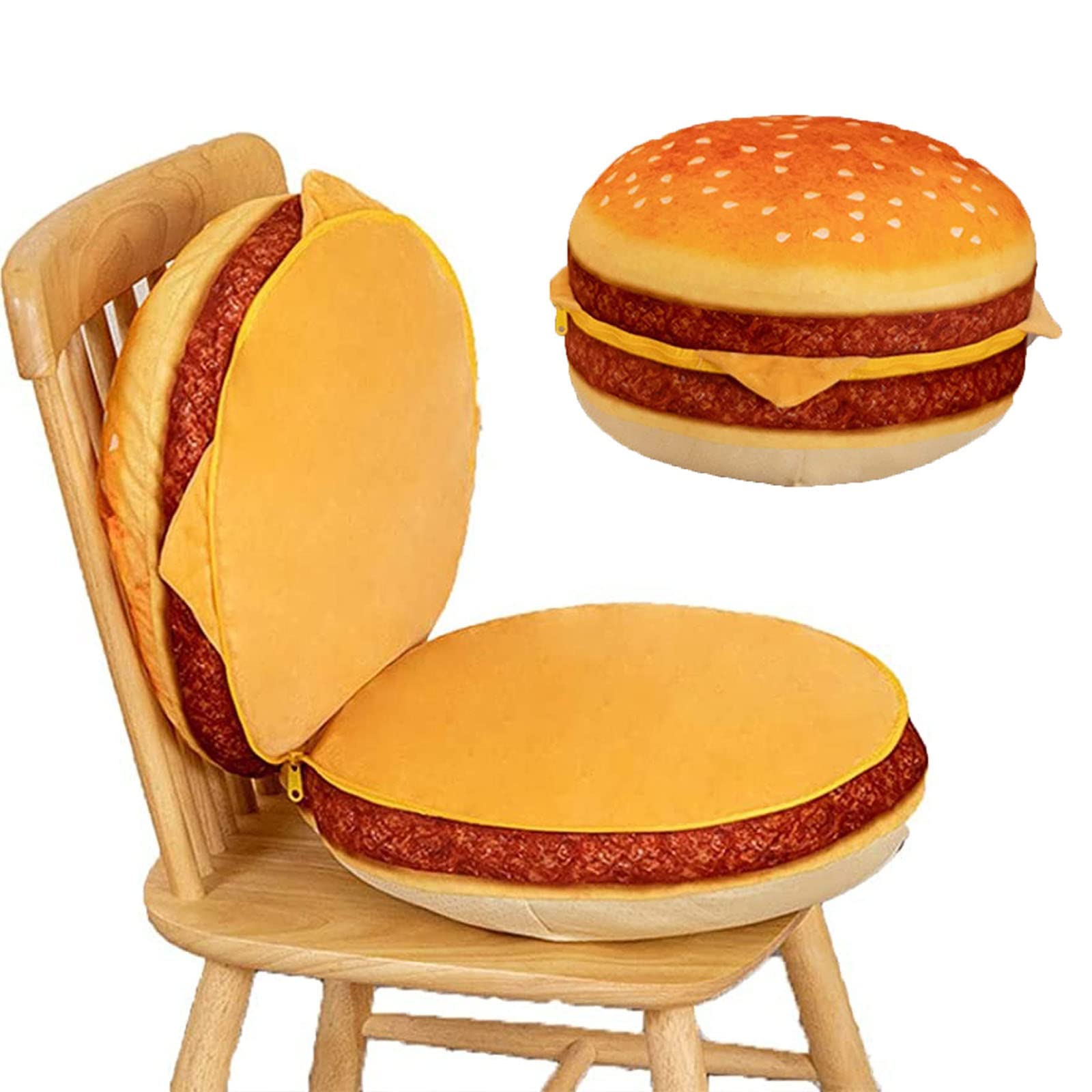 LAUPVXA Large 3D Simulation Hamburger Pillow, Funny Plush Cheese Burger Pillow, Cartoon Creative Food Pillow, Soft Stuffed Hamburger Plush Toy Back Cushion Home Decor Gifts (C)