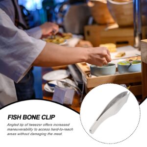 Fish Bone Tweezer Fish Bone Stainless Steel Cooking Precision Tongs Kitchen Deboning Plier Hair Removal Tool for Sea Food Chicken Angled Ham Tweezer