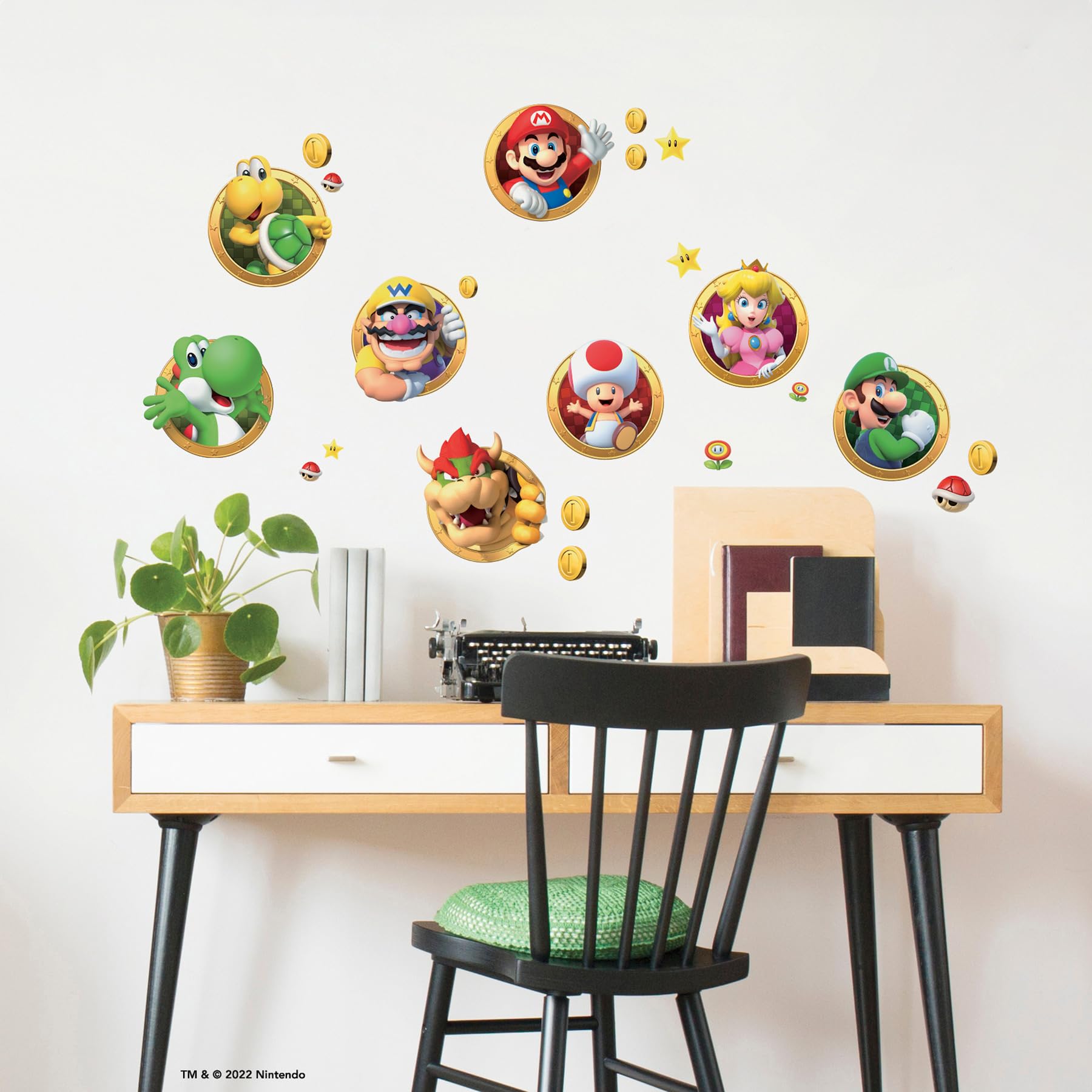 RoomMates RMK5224SCS Super Mario Character Peel and Stick Wall Decals, Yellow, Green, red