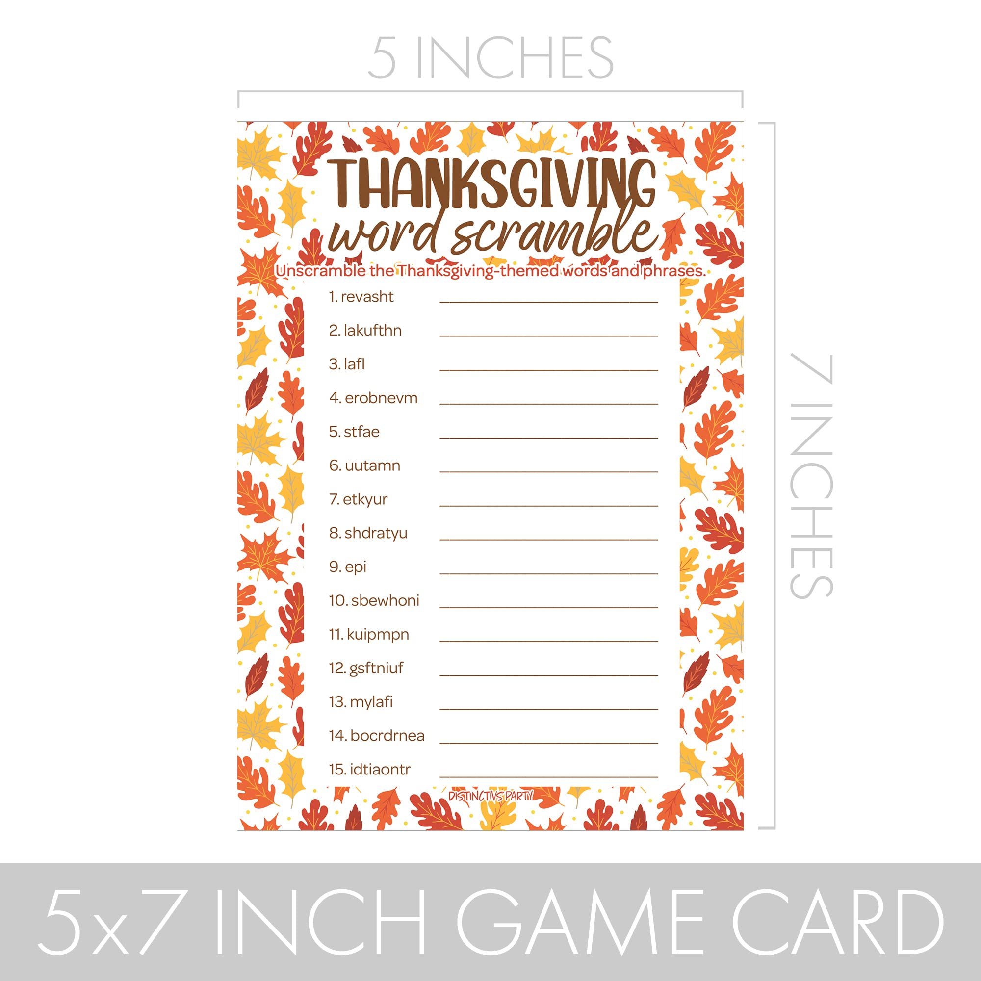 DISTINCTIVS Thanksgiving Party Games, Word Scramble and Thanksigiving Anagram Game (2 Game Bundle) - 25 Dual Sided Cards, Friendsgiving Party Games, Thanksgiving Family Games