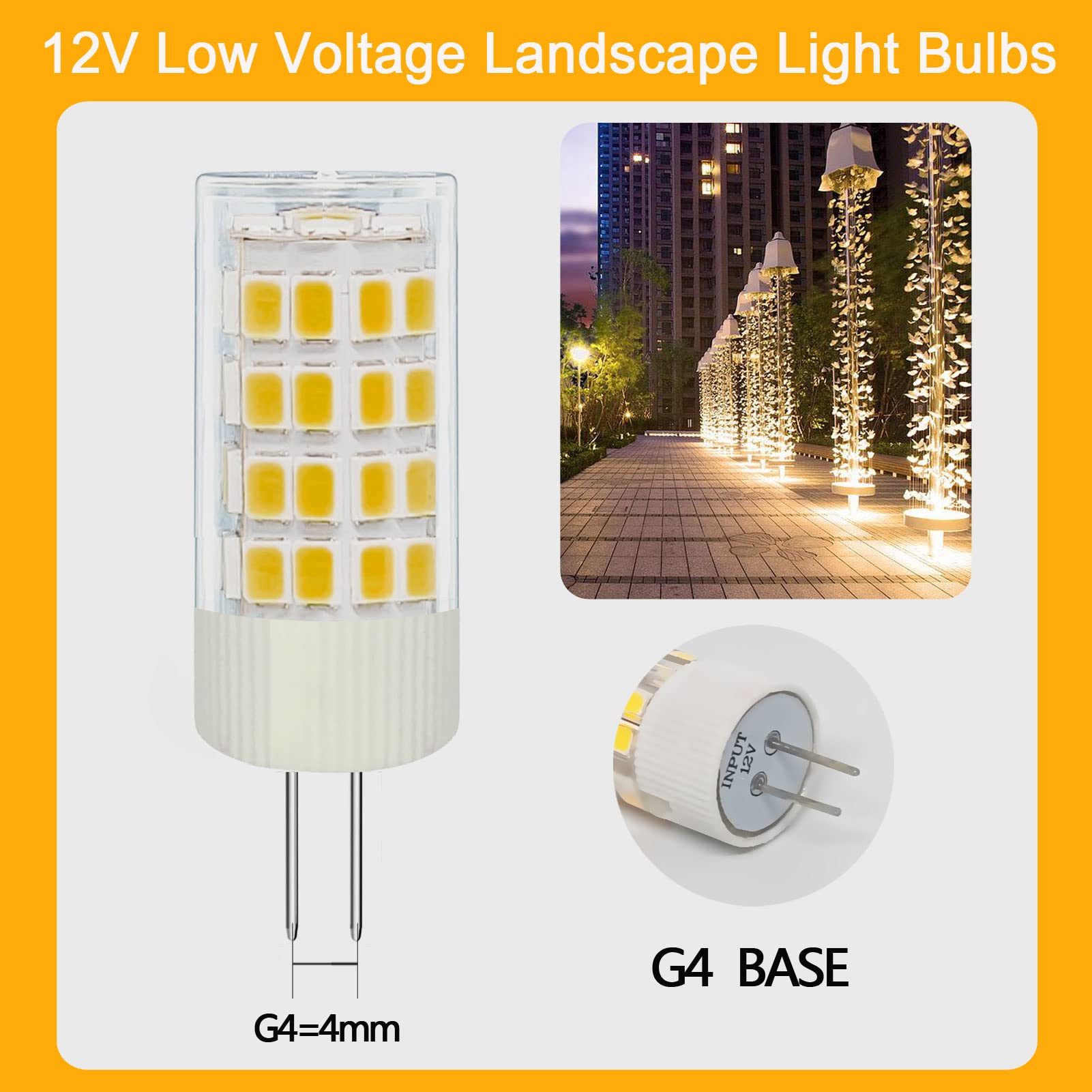 3W G4 LED Bulb 12V Replacement 20W-30W Halogen Lamp for JC Type Bi-Pin Base Landscape Bulbs/Track Lighting/Chandeliers/Accent Lights, Warm White 3000K Non-Dimmable, 5-Pack