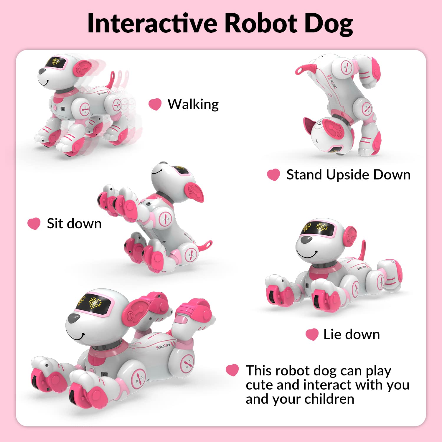 STEMTRON Programmable Remote Control Robot Cat Robot Dog for Kids, Interactive Robotic Dog Robotic Cat, Robo Dog Robo Cat, RC Robot with Touch Sensing, LED Eyes, Dance & Music