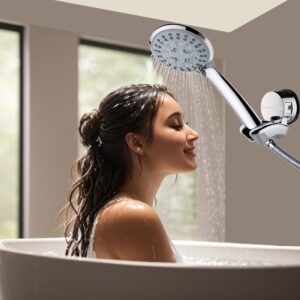 Suction Cup Shower Head Holder Wall Mount - Different Positions Handheld Shower Head Holder relocatable and Adjustable - Handheld Shower Head Holder for People with Handicap or Short Stature.