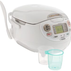 Zojirushi Micom Water Boiler and Warmer, 169 oz/5.0 L, White & NS-ZCC10 Neuro Fuzzy Rice Cooker, 5.5-Cup, White