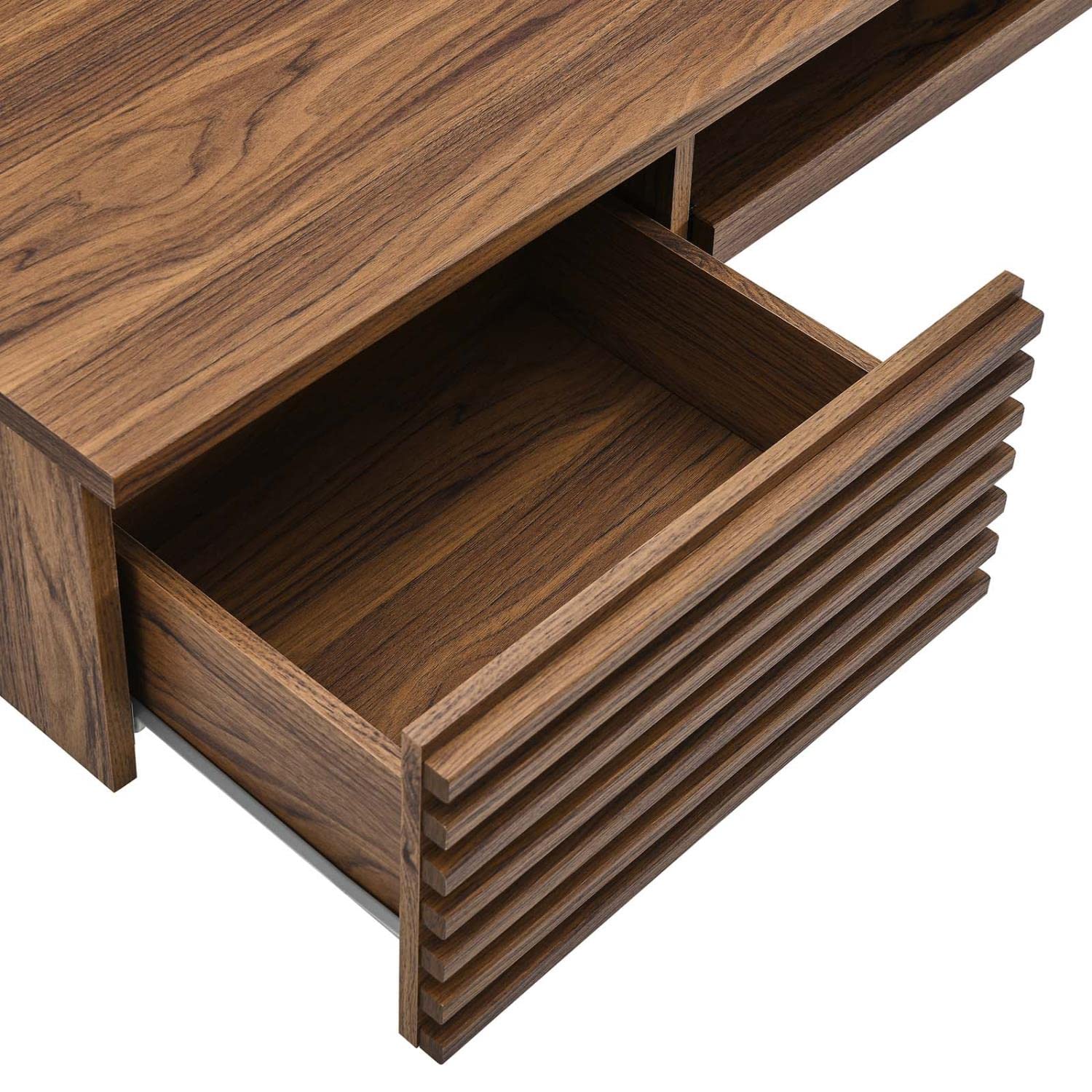 Modway Render Wall Mount Particleboard and Wood Office Desk in Walnut