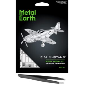 metal earth p-51 mustang 3d metal model kit bundle with tweezers fascinations