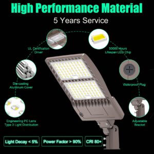 400W LED Parking Lot Light 56000 Lumen, Parking lot Flood Lights 400W Slip Fitter, Street Area Light UL DLC IP65 5000K Waterproof 100-277VAC Input , Stadium Lights Outdoor LED, LED Pole Light Outdoor