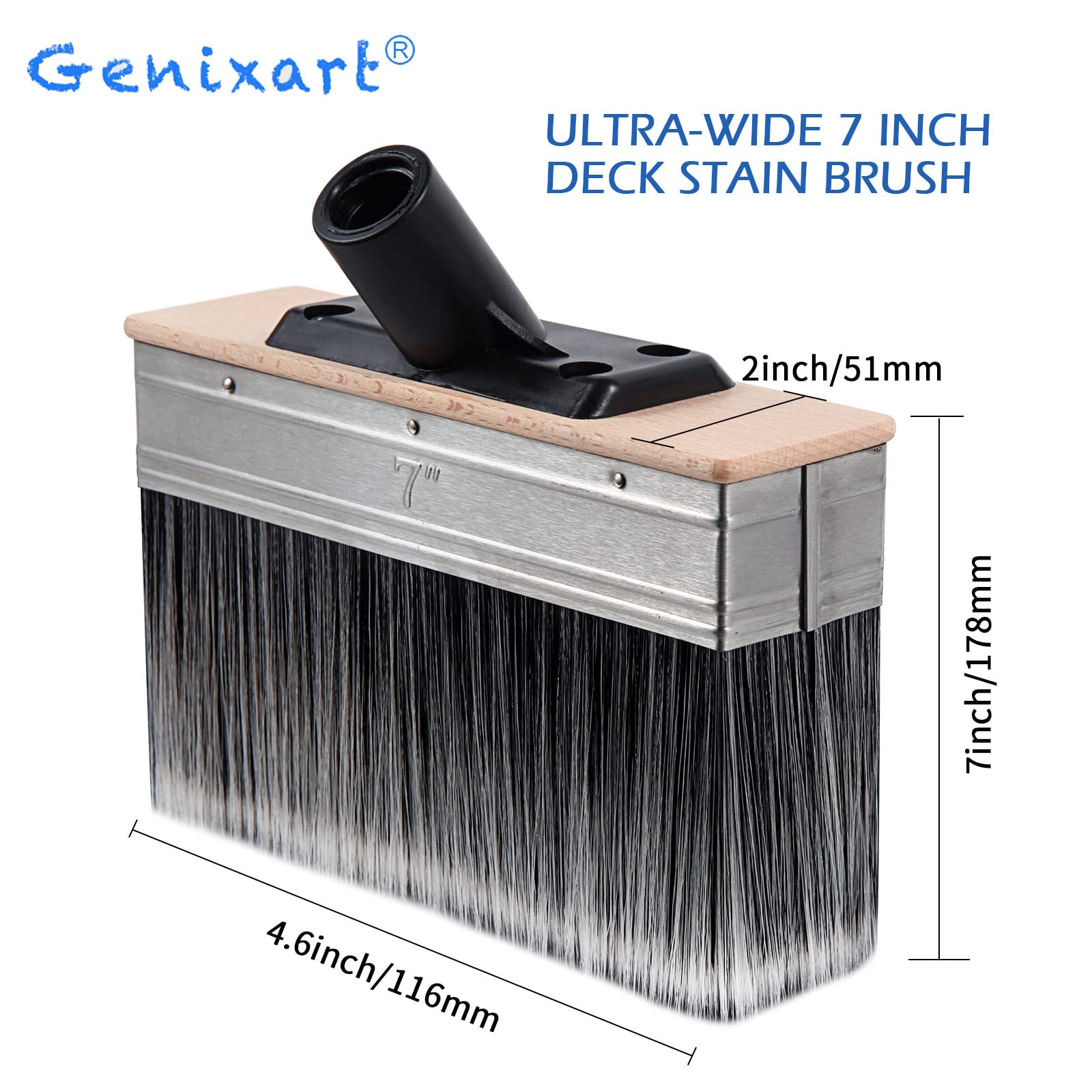 Deck Stain Brush Applicator - 7-inch Deck Paint Brushes for Applying Stains, Paints, Sealers for Brick Concrete Walls - Heavy-Duty Outdoor Deck Oil Staining Brush for Wood Fence