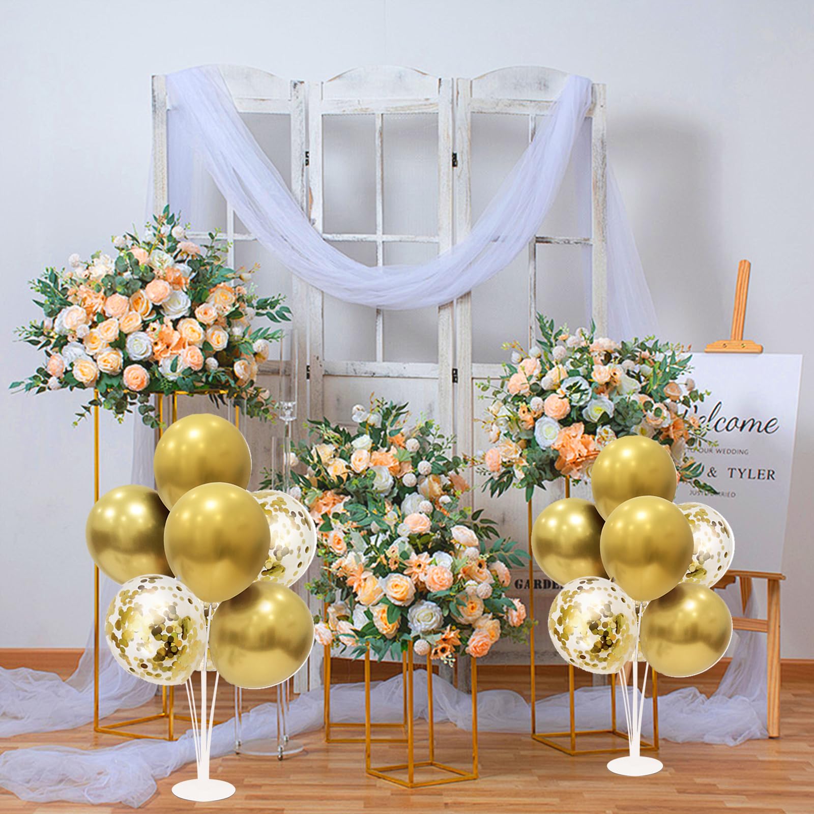 ZJDHPTY Gold Party Decorations Balloon Stand Centerpiece Table Decorations for Birthday Bridal Shower Graduation Wedding Anniversary Engagement Mother's Day Father's Day New Years 2025(Gold set4)