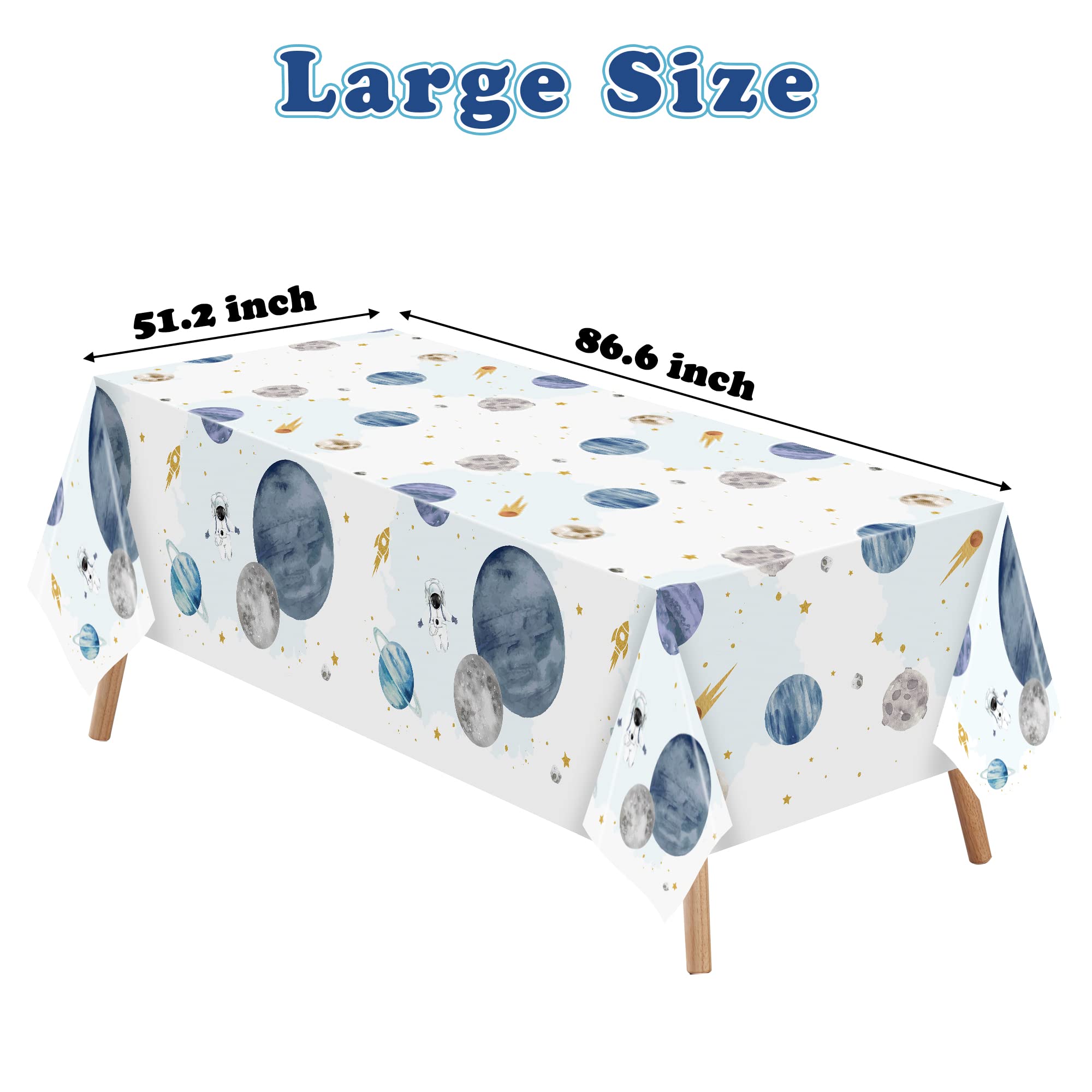 BkeeCten 3Pack First Trip Around The Sun Space Party Tablecloths Outer Space Theme Disposable Rectangle Table Cover Decorations for 1st Birthday Baby Shower Party Tablecover Supply, 86.6x51 Inch