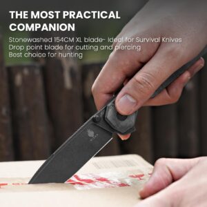 Kizer Begleiter XL EDC Pocket Knife, Micarta Handle Folding Knives with Pocket Clip, 154CM Steel Flipper Knife for Ideal Gift to Men Women V5458C1 (Black)