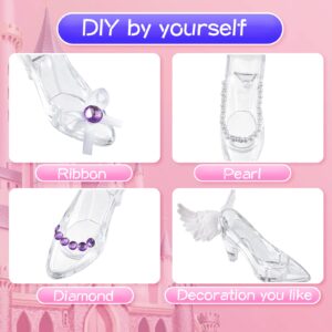 Taiyin 100 Pcs Mini Glass Slippers Clear Princess Slippers Decoration Plastic High Heel Shoes for Women Party Candy Supplies Gift Favor Holders for Wedding Birthday Party Decorations, 3.5 Inch