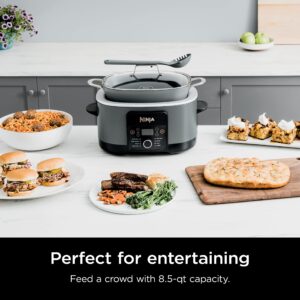 Ninja MC1001C Foodi PossibleCooker PRO 8.5 Quart Multi-Cooker, with 8-in-1 Slow Cooker,Dutch Oven,Steamer &More,Glass Lid & Integrated Spoon,Nonstick,Oven Safe Pot to 500°F,Sea Salt Gray,Sea Salt Grey