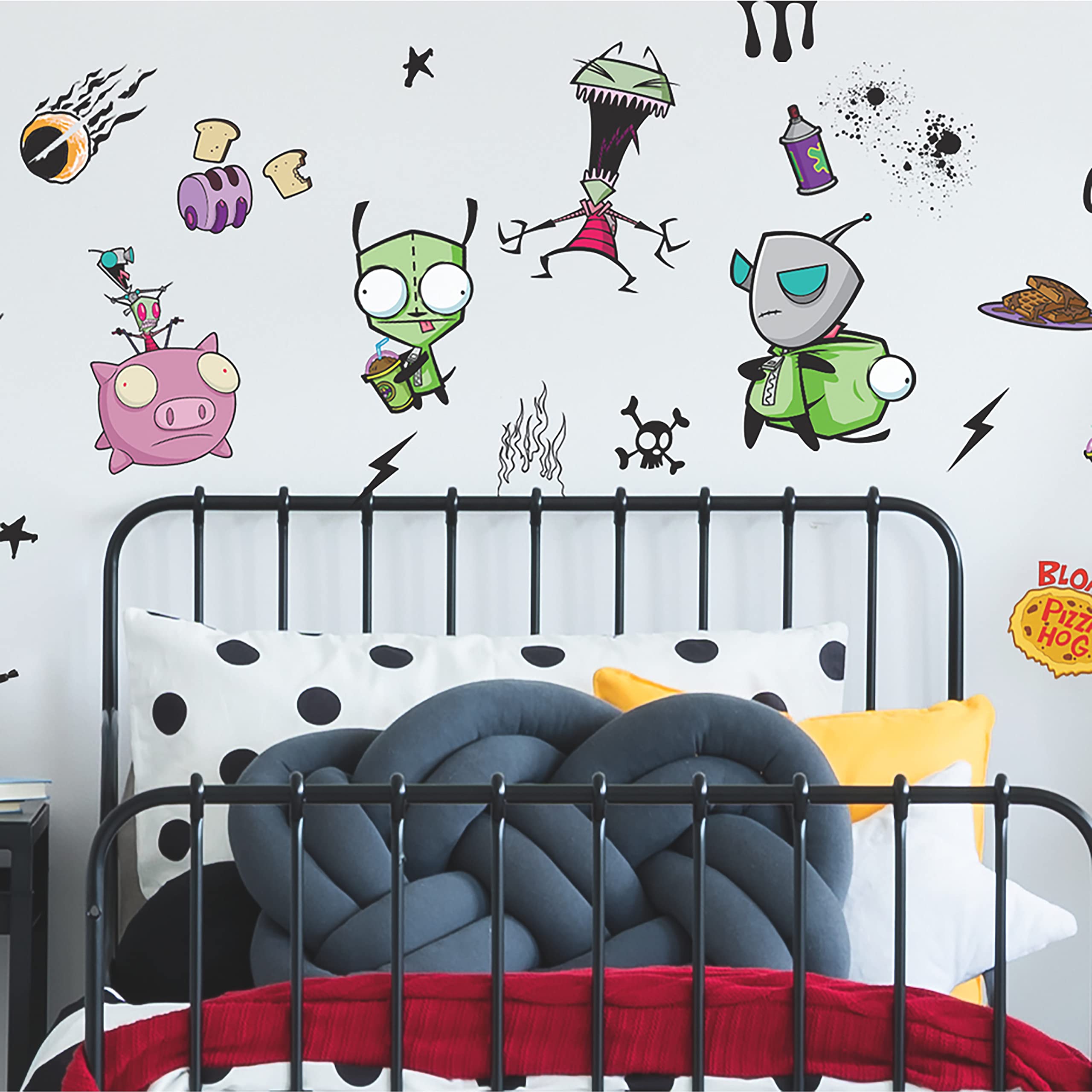 RoomMates RMK5245SCS Invader Zim Peel and Stick Wall Decals, Green, red, Yellow, Black