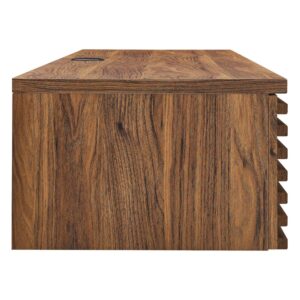 Modway Render Wall Mount Particleboard and Wood Office Desk in Walnut