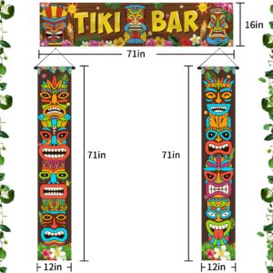 Luau Party Decorations Tiki Totem Door Banner Sign 3pcs Tiki Banner Luau Porch Hawaiian Cover for Aloha Hawaii Luau Tropical Moana Birthday Carnival Party Wall Hanging Outdoor Decor Gift