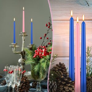 Spiareal 4 Pcs Christmas Blue Advent Candle Blue Pink Taper Candles Advent Candle Long Burning Tapered Candles Dripless and Unscented Candlesticks for Advent Rings and Church Advent Wreaths