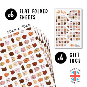 CENTRAL 23 Adult Wrapping Paper for Men Women Friends - 6 Sheets of Rude Birthday Gift Wrap - for Husband or Wife - For Anniversary Bridal Shower Valentines Day Christmas - Recyclable