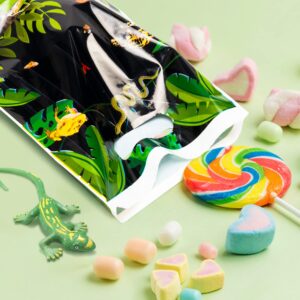 BkeeCten 50Pcs Reptile Swamp Party Favor Bags Lizard Snake Goody Candy Treat Bags Plastic Wildlife Alligator Turtle Jungle Animal Gift Goodie Bag for Kids Reptile Swamp Birthday Baby Shower Supplies