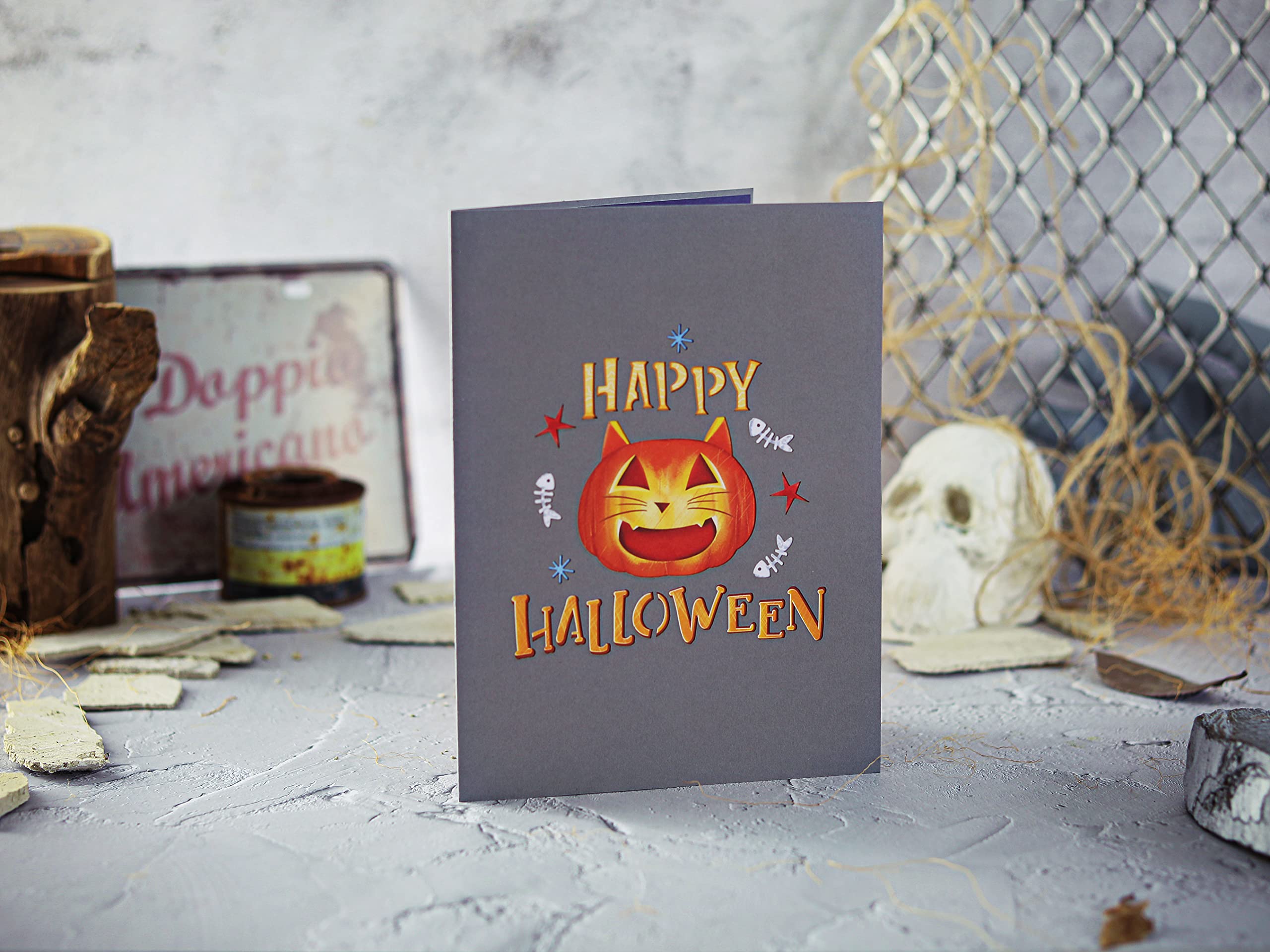 Liif Pumpkin Cats 3D Greeting Pop Up Halloween Card, Funny Halloween Card For Cat Lover, Kids, Cute, with Message Note & Envelop, Large Size 8 x 6 inch