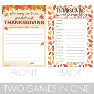 DISTINCTIVS Thanksgiving Party Games, Word Scramble and Thanksigiving Anagram Game (2 Game Bundle) - 25 Dual Sided Cards, Friendsgiving Party Games, Thanksgiving Family Games