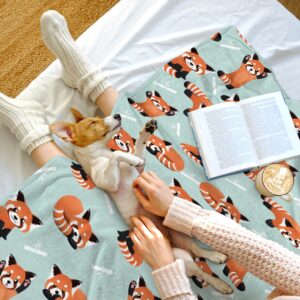 Red Panda Blanket Warm Cozy Red Panda Bamboo Flannel Throw Blanket for Travel Living Room Home Kids Adults 50"X40"