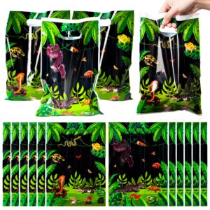 bkeecten 50pcs reptile swamp party favor bags lizard snake goody candy treat bags plastic wildlife alligator turtle jungle animal gift goodie bag for kids reptile swamp birthday baby shower supplies