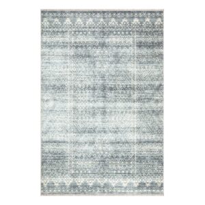 Bloom Rugs Caria Washable Non-Slip 5x7 Rug - Teal/Ivory Geometric Area Rug for Living Room, Bedroom, Dining Room, and Kitchen - Exact Size: 5' x 7'